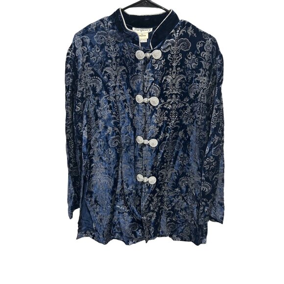 Periphery Neiman Marcus Velvet Brocade Jacket Blue Sz Medium Goth Steampunk - Picture 1 of 9
